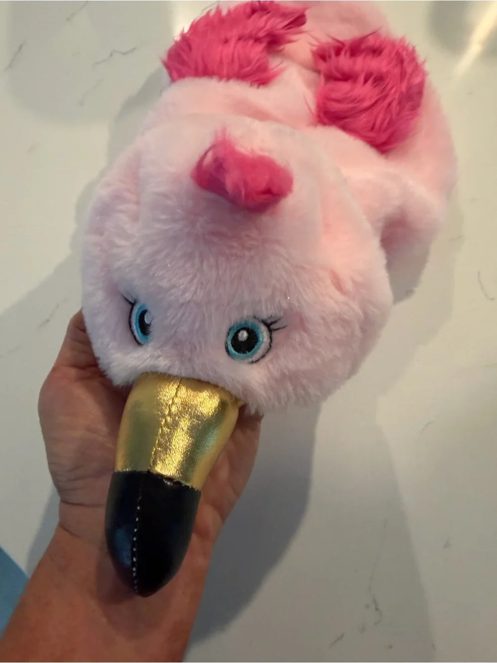 Let’s Flamingal ! Pink Faux-Fur Fuzzy Costume for a small dog or a cat .